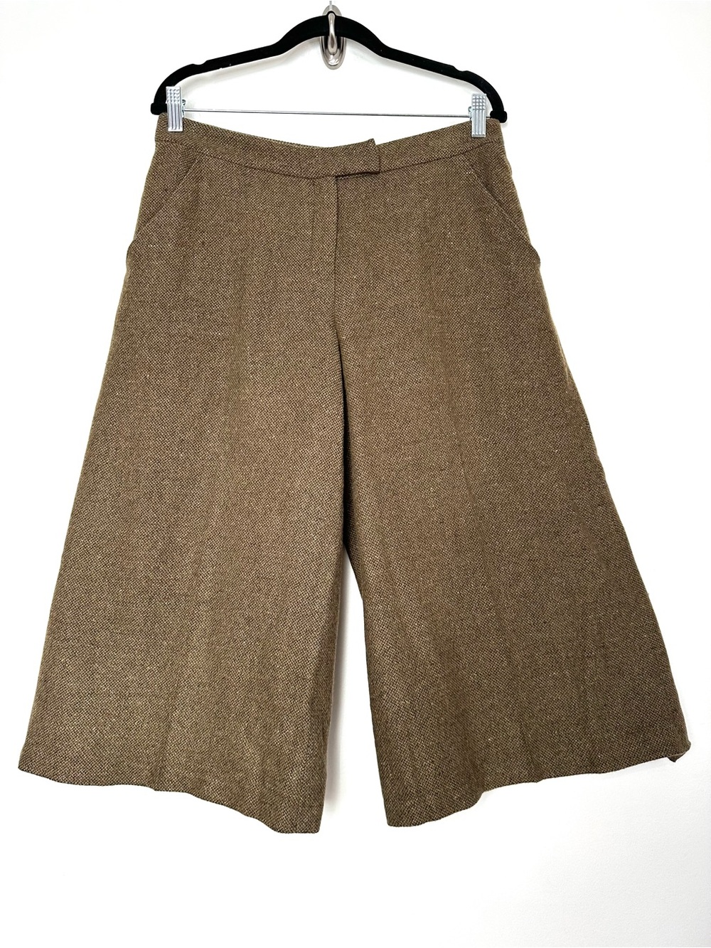 Quiet Luxury Culottes Gaucho Pants Wool Cashmere Minimalist Career Wide Leg
